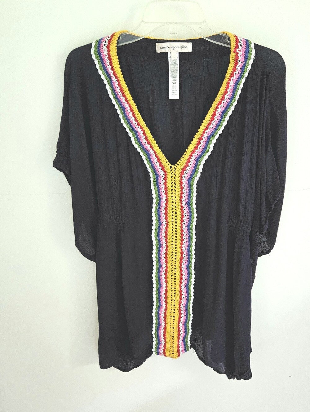 Nanette Lapore Swim Coverup Crochet Trim Navy Blue